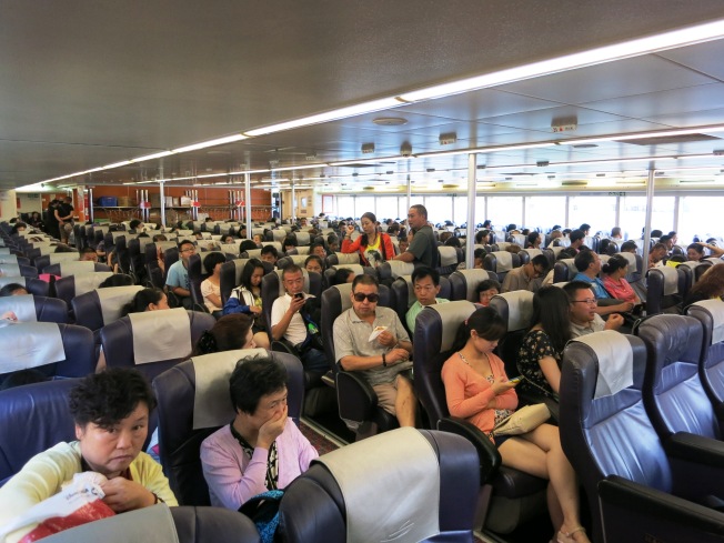 The ferry was filled with local Chinese. I could hear spitting in the background. I just hope whoever they were, they spitted in the proper place. 